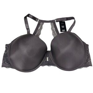 Torrid Gray Front Closure Lace Push Up Plunge Bra Women's Plus Size 46DD NEW